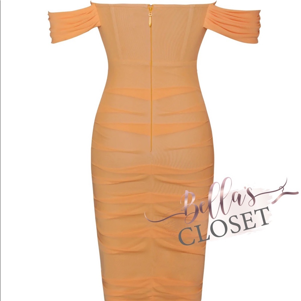 Miss Circle Weslee Orange Off Shoulder Mesh Corset Dress - Picture 5 of 5